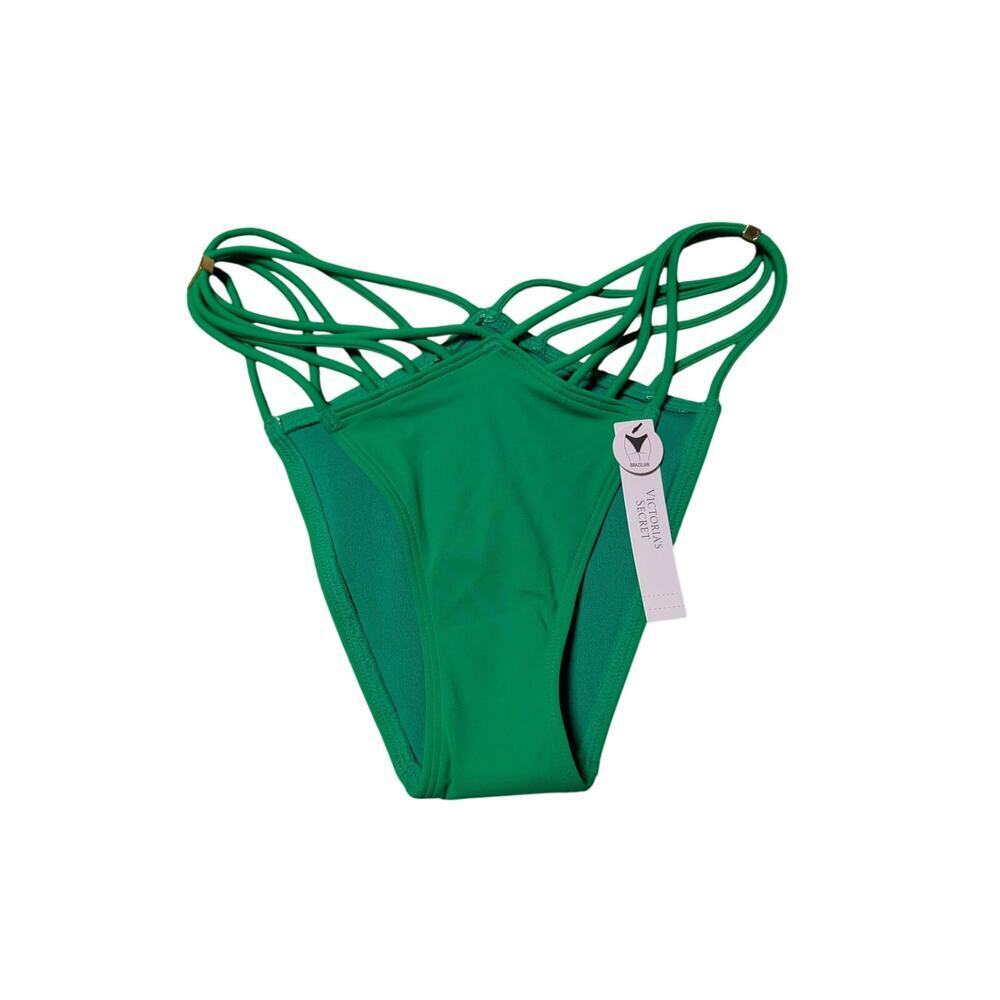 Victoria's Secret Women's Green; Strappy;  Brazilian Bikini Bottoms, Medium; NWT